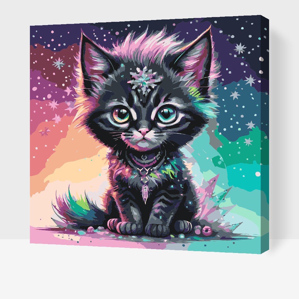 Malování podle čísel - Iridescent black kitten